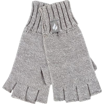 Heat Holders - Solide gebreide vingerloze dameshandschoenen - Grijs