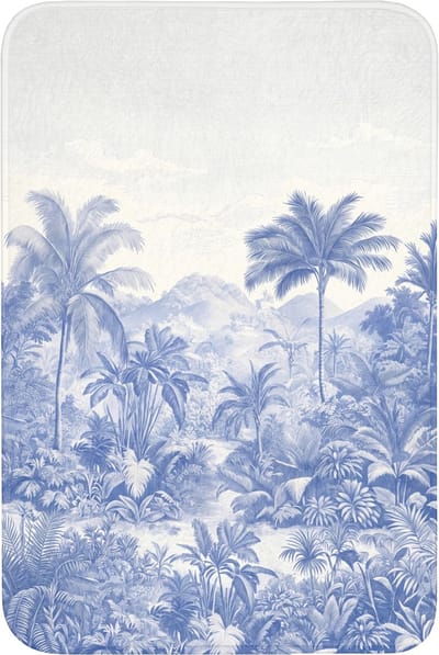 Badmat 60x90 cm - Antislip - Tropisch - Jungle - Blauw - Badmatten voor badkamer - Badkamermat - Douchemat - Badkamer mat