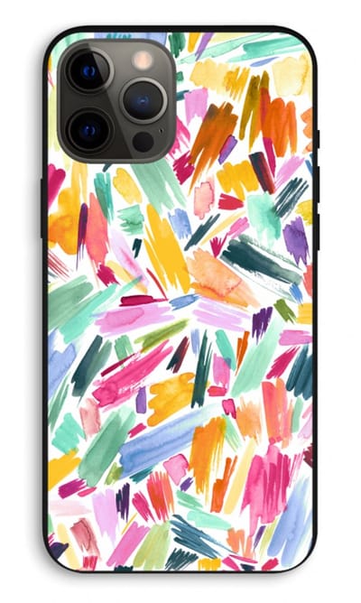 Case Company® - Hoesje geschikt voor iPhone 12 Pro Max hoesje - Watercolor Brushstrokes - Biologisch Afbreekbaar Telefoonhoesje - Bescherming alle Kanten en Schermrand