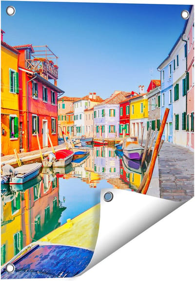 Gards Tuinposter Kleurrijke Huisjes aan het Water in Veneti� - 40x50 cm - Tuindoek - Tuindecoratie - Wanddecoratie buiten - Tuinschilderij