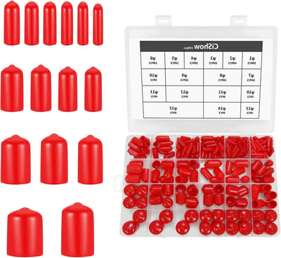 Herbruikbare ronde eindkappen van rubber en PVC, 15 maten voor bescherming van buizen, schroeven en meubels, rood
