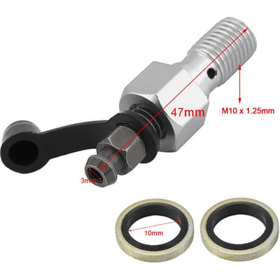 M10x1.25mm Vis de purge d'étrier de frein de moto Mamelon Boulon banjo Bouchon anti-poussière Noir argenté
