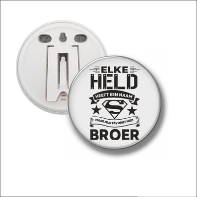 Button Met Clip 58 MM - Elke Held Heeft Een Naam - Broer
