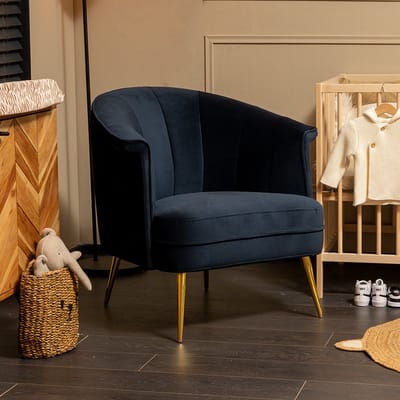 Bronx71® Stoel babykamer Amy velvet blauw
