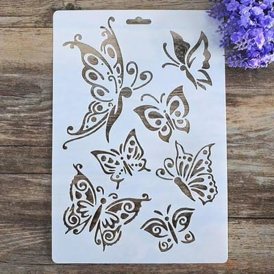 1 stuks 25,4x17,78 cm Vlinder Teken Stencil, Kleurrijke Vliegende Vlinders Knutsel Sjabloon, Crèmewit Kunststof Materiaal voor DIY Kunstprojecten 25.5cm/10in*17.7cm/7in