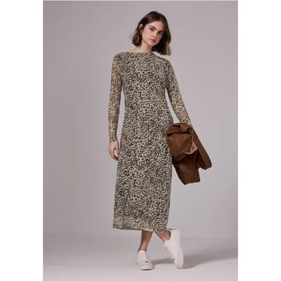 Mesh jurk met leoprint