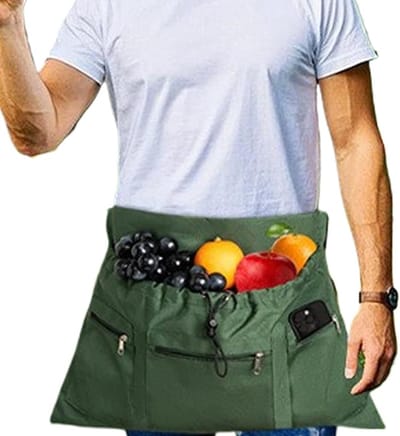 Cuhostki - 1 Stuk - Halfhoogte Opberg Schort - Buiten Plukschort Met Grote Zakken - Verstelbaar - Blauw - Model Basic - Oogstzak Voor Tuinieren