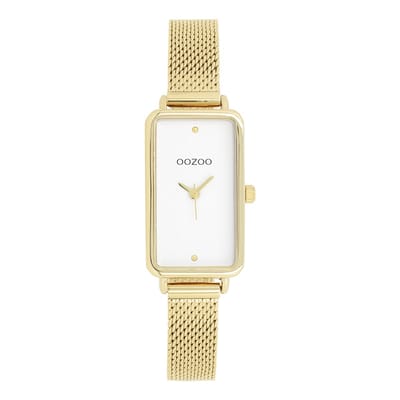 OOZOO Timepieces - Goudkleurige horloge met metalen mesh armband metalen mesh armband - C11533