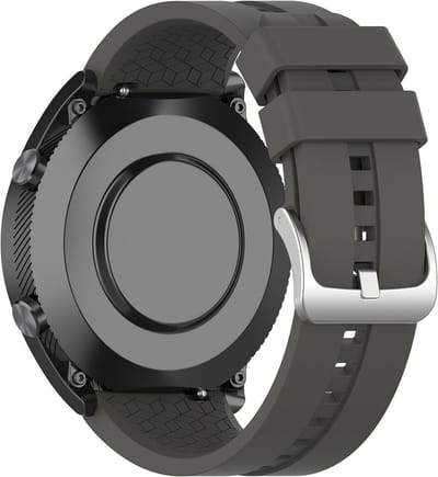 Strap-it 20mm - siliconen stripe horlogeband geschikt voor Samsung Galaxy Watch 7 (40 & 44mm) / Galaxy Watch 6 (Classic) / Watch 5 / 5 Pro / Watch 4 (Classic) / Watch 3 41mm / Watch 1 42mm / Watch Active (2) / Watch FE / Gear Sport - donkergrijs