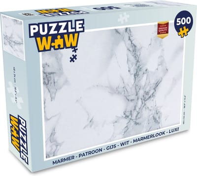 Puzzel Marmer - Patroon - Gijs - Wit - Marmerlook - Luxe - Legpuzzel - Puzzel 500 stukjes