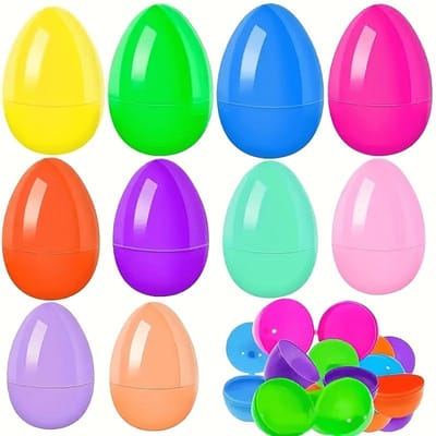 Doe-het-zelf 12 Stuks Lege Plastic Eieren: Ambachtelijke Basis voor Kunstprojecten, Kleurrijke Verpakking Doos, Herbruikbaar Feest Ornament, Nieuw Cadeau 12pcs