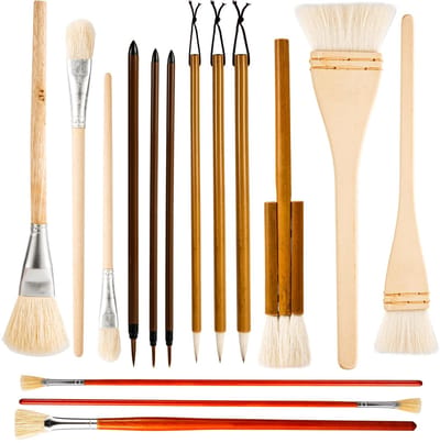 Set van 15 Keramische Glazuurkwasten - Diverse Vormgeving - Ideaal voor Schilderen