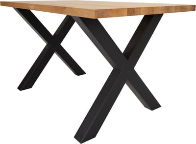 Eettafel Rover eikenhout 220x100 X-poot zwart