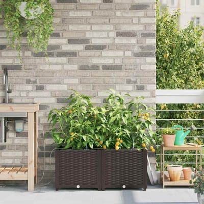 vidaXL - Plantenbak - 2 - st - Bruin - 80 - x - 40 - x - 37,5 - cm - PP