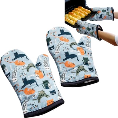 1paar keuken oven beschermende handschoenen - hittebestendig en hittebestendig - hittebestendige bakhandschoenen - magnetron beschermende handschoenen - 29*19*4cm - voor thuis bakken en koken - lichtblauw