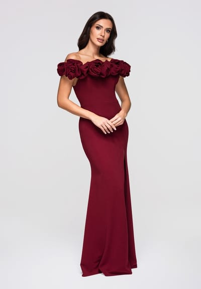 LARICA Jurk - Rits - Gebloemd - Jurk Bordeaux S