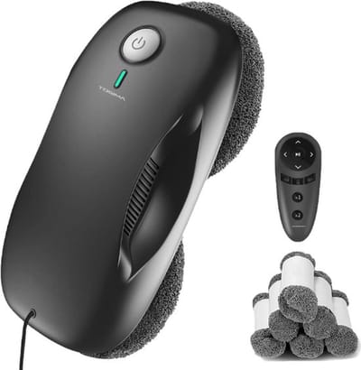 Luxe Robot Ramenwasser – Ruitenreiniger – Robot Glazenwasser – Ramenreiniger – Magnetisch – Raamwisser – 3800PA – Incl. 12 Doeken – Zwart
