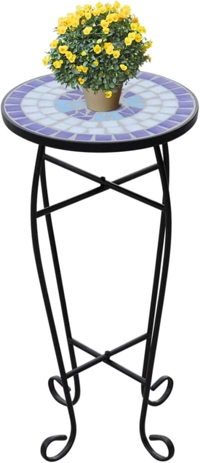 Planten Tafel - Mozaïek Tafel - Tuin Decoratie - Weerbestendig Mozaïek - 30x60 cm - Blauw Wit
