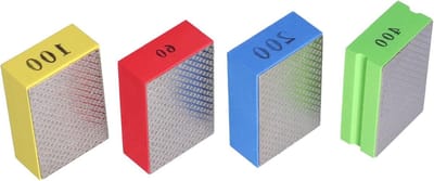 Gegalvaniseerde Polijstpad - Diamant Slijpblok - Precisie Oppervlakken Bewerken - Hoogwaardige Elastische Spons - 4 Stuks Diverse Korrels - Multicolor