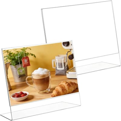 Set van 2 A5 Acryl Presentatiestandaards, Menuhouders voor Tafelgebruik, L-vormige Transparante Displays voor Restaurants en Winkels