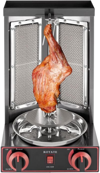 Verticale Kebab Machine - Gyros Grill - Thuis Grillen - Roestvrij Staal - 40x30x29.5cm - Zwart