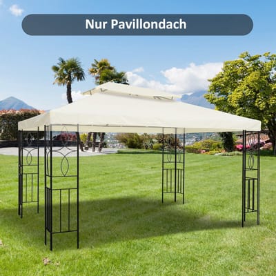 Paviljoen Vervangend Dak - Tuinpaviljoen Overkapping - 4x3 m - Met Afwateringsgaten - Polyester - Crèmekleurig