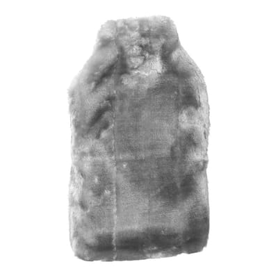 Warmwaterkruik - 2L - zilver/grijs - met pluche hoes - kruik - winter - bedkruik
