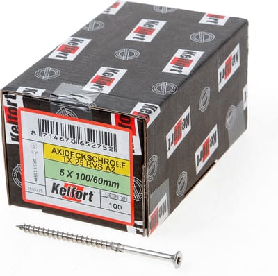 Kelfort Vlonderschroef platverzonken kop RVS A2 T25 5.0 x 100/60mm