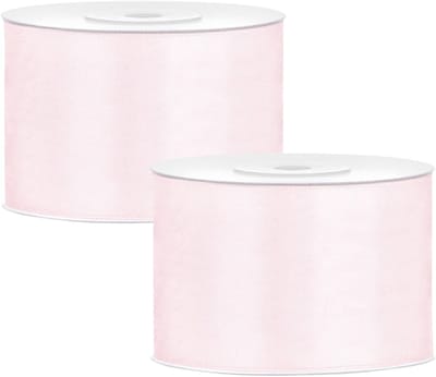 Partydeco Cadeaulint - 2x - poeder roze - 5 cm x 25 meter - satijn - sierlint - inpakken - decoratie