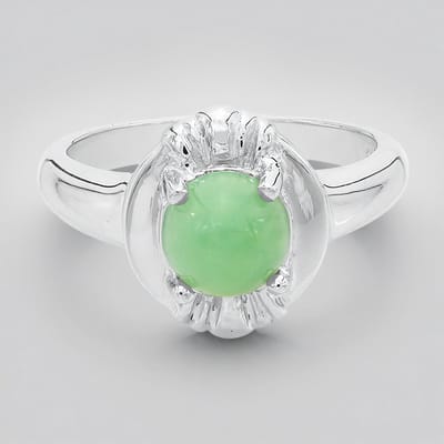 Cavill - Zilveren ring met keizerlijk chrysopraas 0,76ct - 925 Sterling zilver - Filigrain zetting - Elegante damesring groen maat 17