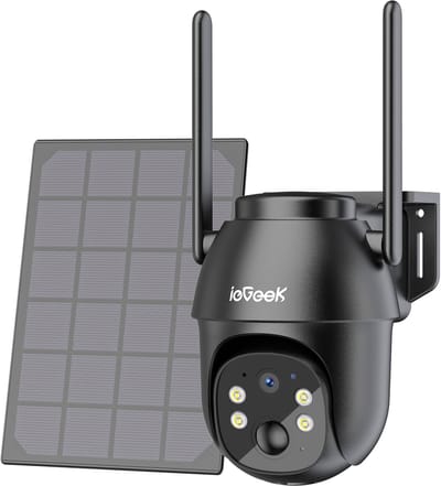 ieGeek Beveiligingscamera 4G LTE - Simkaart - Outdoor Zonne - 2K 3MP - 360° Draadloze Bewaking - Camerabewaking met Nachtzicht - IP66 Waterdichte Buitencamera - PIR-Detectie - Tweeweg Audio