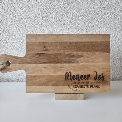 Borrelplank Meester - met naam 34 cm