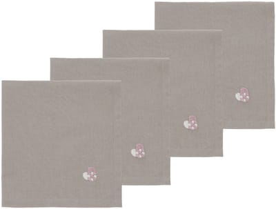 Södahl Christmas Hearts Embroidery Stoffen servetten 40 x 40 cm 4 stuks Roze