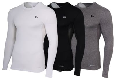 3-Pack Donnay - Baselayer Longsleeve - Thermo/Sportshirt - Heren - White/Black/Charcoal-marl (401) - maat S