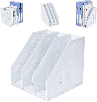 Vouwbare Staande Documenthouder A4, Archiefopslag met 3 Compartimenten, Desk Organizer voor Kantoor en School, Efficiënte Opberging en Organisatie