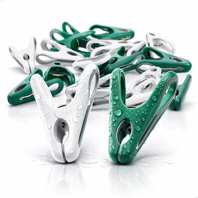 Thijox - 40 Wasknijpers Kunststof - Stabiel, Windbestendig, Robuust, Weerbestendig met Stalen Veer - Soft Grip - Klem voor Wasgoed - Groen/Wit - Voor