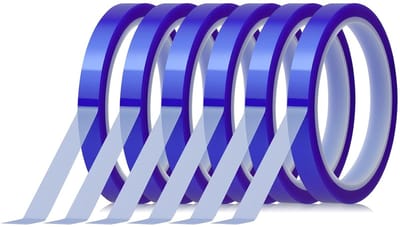 Hittebestendig thermisch plakband, 6 rollen polyimide tape 10 mm x 33 m, ideaal voor elektronica, 3D-printers en soldeerwerkzaamheden