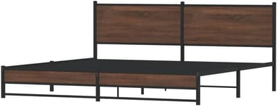 Bedframe Metaal - Ledikant Tweepersoons - Slaapkamer Meubel - Robuust Staal Frame - 200x200 cm - Bruin Eiken