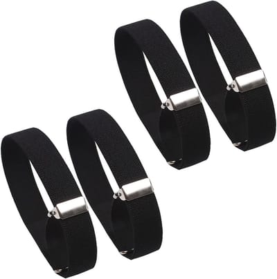Shirtarmbanden voor het Vasthouden van Mouwen - Verstelbare en Antislip Elastische Mouwhouders voor Lange Mouwen - Zwart, One Size, 2 Paar