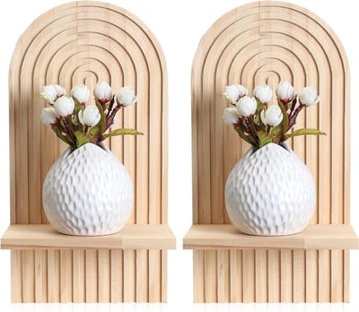 Houten Wandplank voor Boho Decoratie, Vloeiende Plank, Plantenrek voor Woonkamer en Kinderkamer, Wanddecoratie en Interieurstijl