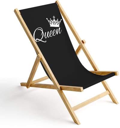 FEROCITY - Opklapbare ligstoel - Houten - strandstoel met afneembare hoes - 120 x 58 x 45 cm - Birke - Koningin