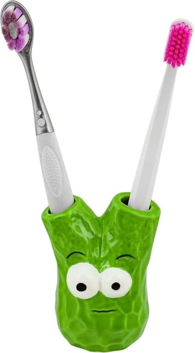 Tandenborstelhouder Schattig Design - Keramische Organizer - 2 Sleuven - Compatibel met Colgate - Badkamer Decoratie - Netjes en Mooi - Tandenborstelstandaard