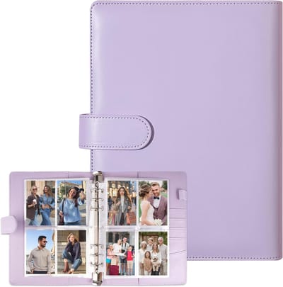 Kpop Foto Album met 240 Compartimenten, A5 6-Ring Binder van PU Leer, Inclusief 30 Bladen voor Foto Collectie en Kaarten