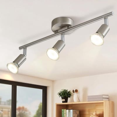Glitzerlife - Plafondspot Plafondlamp - Draaibare Opbouwspots - 3xGU10 fitting - 330° Rotatie 90° Kantelbaar - Roestvrij Staal - Ø40cm - Zilver