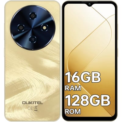 Téléphone OUKITEL C5 Débloqué, 16(4+12) Téléphone Portable 6 Go RAM + 128 Go/TF 1 To ROM, Écran Goutte d'Eau 6,52 , Batterie 5000 mAh Téléphones Android or