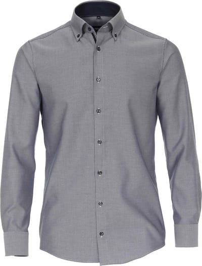 VENTI modern fit overhemd - dobby - blauw - Strijkvriendelijk - Boordmaat: 37