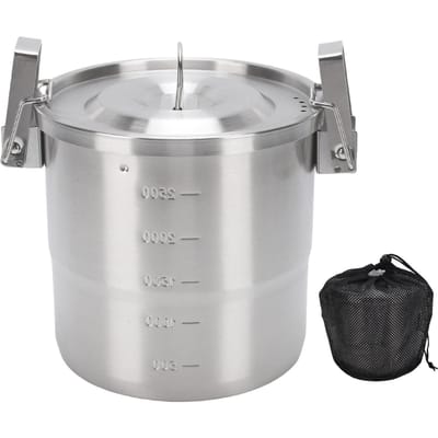 Casserole de camping 3L Acier inoxydable 304 Portable Métal Cuiseur à riz Ustensiles de cuisine de camping pour la randonnée en plein air Type 2