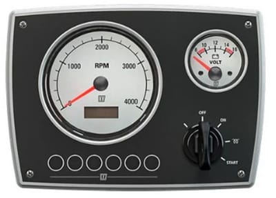 VETUS 12V aluminium Motorpaneel met witte Meters 0-4000 RPM 218 x 157mm | MPA22KBW2