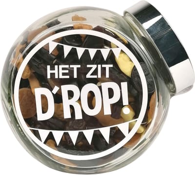 Grote snoeppot - bedankt cadeautje - "Het zit d'rop" einde schooljaar - bedankt meester - bedankt juf cadeautje - bedankt collega - einde stage