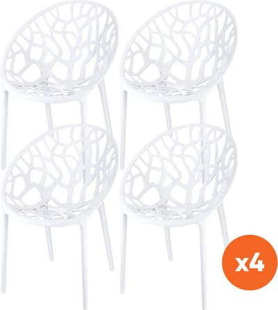 Set van 4 - Siesta Crystal stapelbare tuinstoelen - Wit